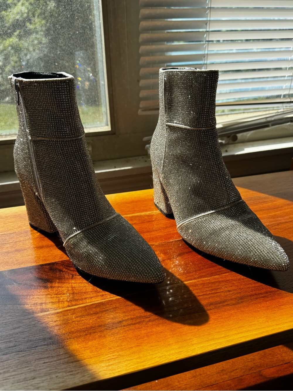 Target Silver Rhinestone Pointed Toe Ankle Booties - Picture 3 of 8